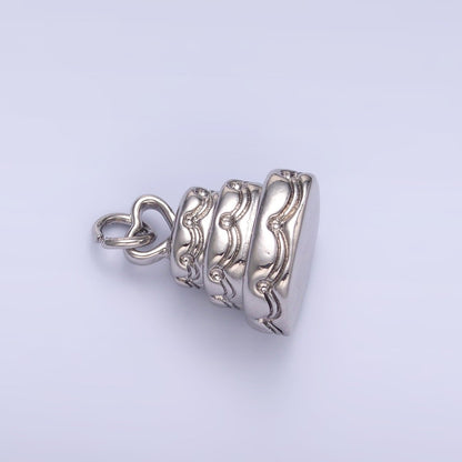 24K Gold Filled 12mm Heart Love Cake Multidimensional 3D Charm in Gold &amp; Silver | D628