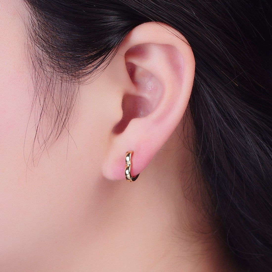 24K Gold Filled Heart Love For Huggie Hoop Earrings, Valentine Cubic Zirconia Earrings P356 P357 P358