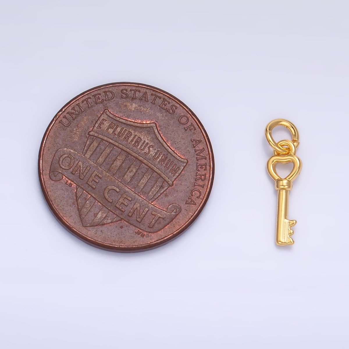 24K Gold Filled 12mm Heart Love Key Charm in Gold &amp; Silver | W208