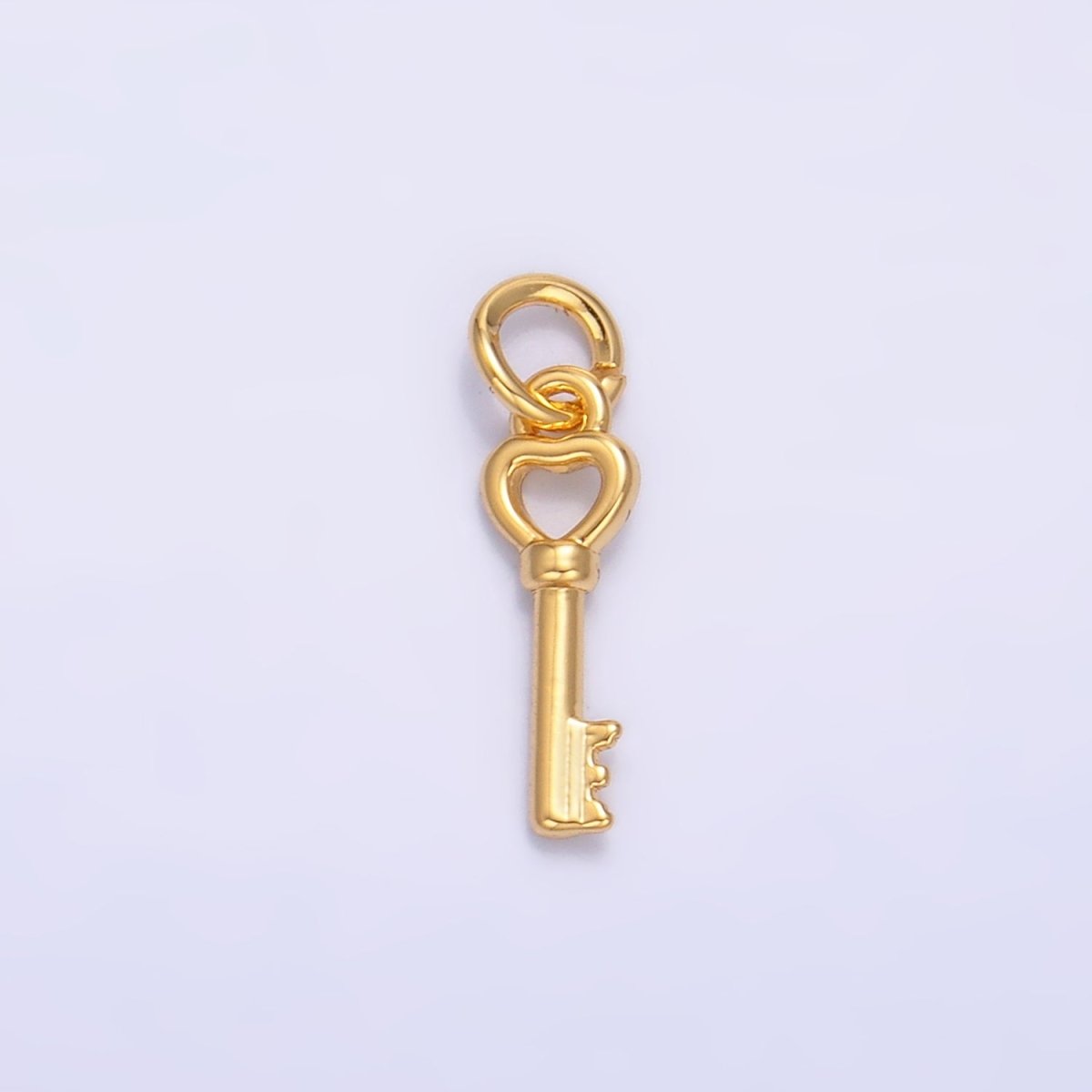24K Gold Filled 12mm Heart Love Key Charm in Gold &amp; Silver | W208