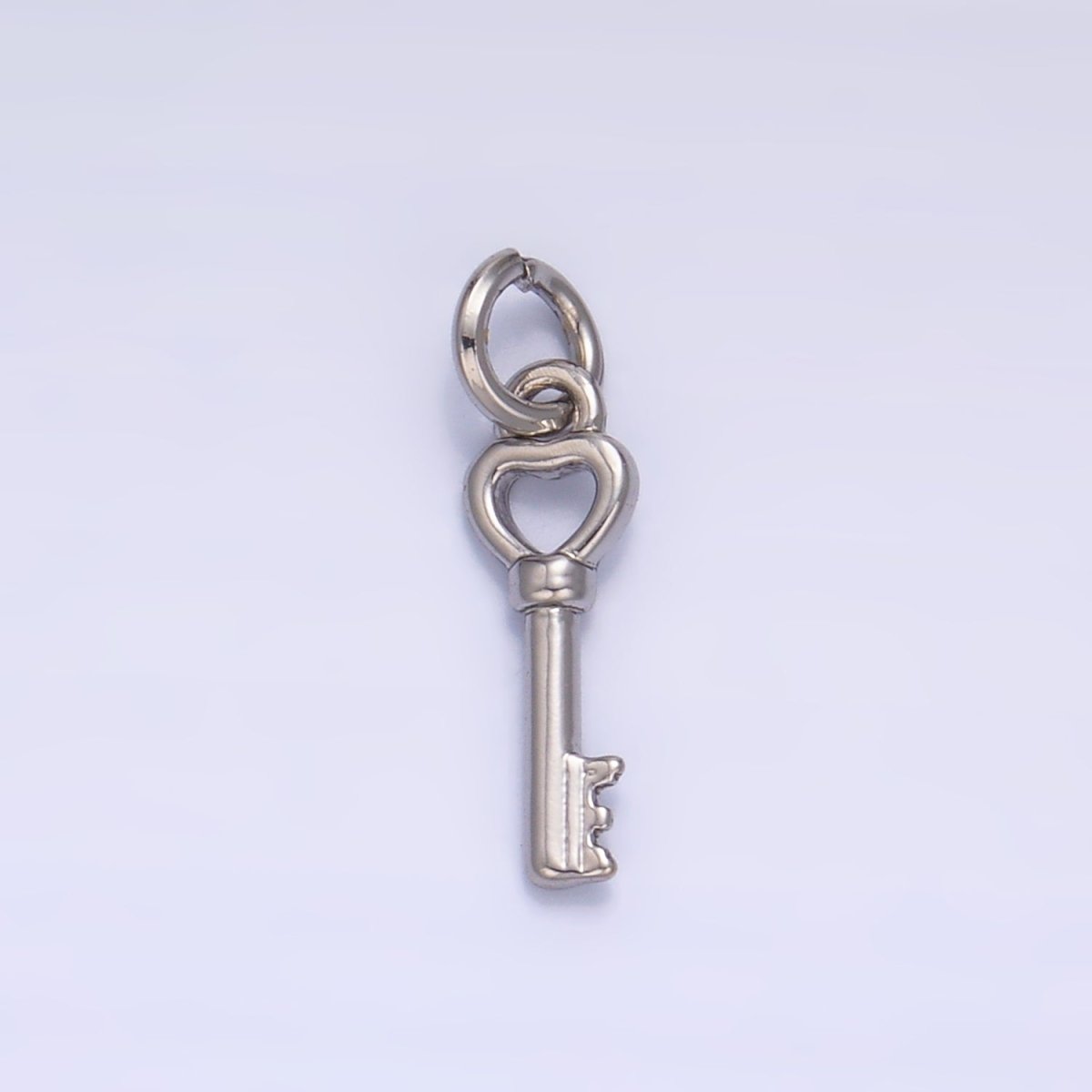 24K Gold Filled 12mm Heart Love Key Charm in Gold &amp; Silver | W208