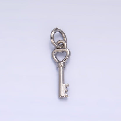 24K Gold Filled 12mm Heart Love Key Charm in Gold &amp; Silver | W208