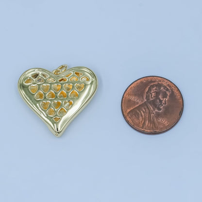24K Gold Filled Heart Minimalist Filigree Charm | N080