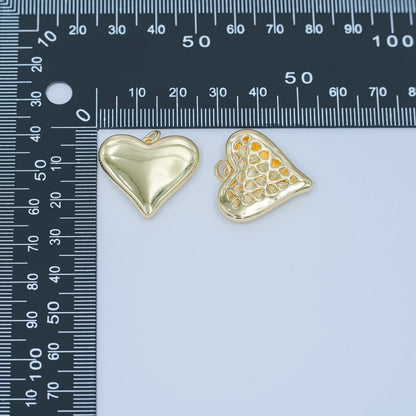 24K Gold Filled Heart Minimalist Filigree Charm | N080