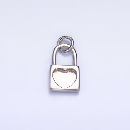 24K Gold Filled 11.5mm Heart Padlock Mini Charm in Gold &amp; Silver | W871