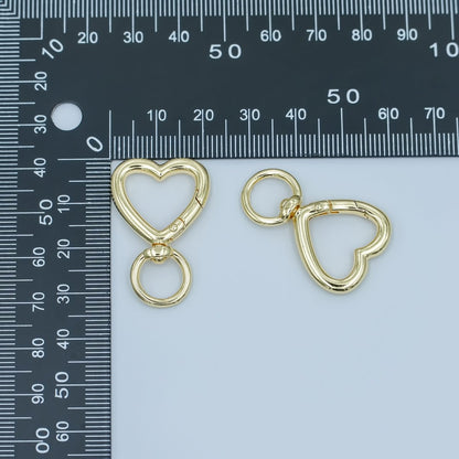 24K Gold Filled Heart Push Gate Swivel Bag Charm Finding | Z1142