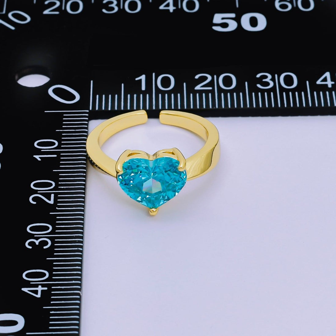 24K Gold Filled Heart-Shaped CZ Birthstone Adjustable Ring in Gold | O-033 O-063 O-073 O-084, O-104 - O-106, O-108, O-110 - O-114, O-116