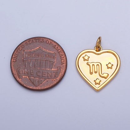 24k Gold Filled Heart Zodiac Charm Dainty Astrological Zodiac Signs Add on Charm A-A1451-A-A1456