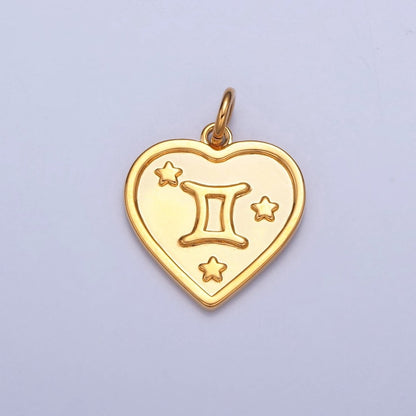 24k Gold Filled Heart Zodiac Charm Dainty Astrological Zodiac Signs Add on Charm A-A1451-A-A1456