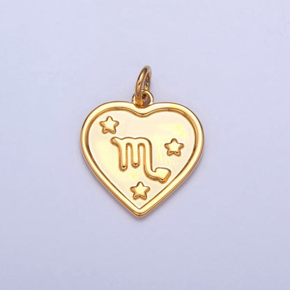 24k Gold Filled Heart Zodiac Charm Dainty Astrological Zodiac Signs Add on Charm A-A1451-A-A1456