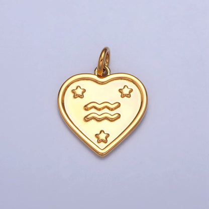 24k Gold Filled Heart Zodiac Charm Dainty Astrological Zodiac Signs Add on Charm A-A1451-A-A1456