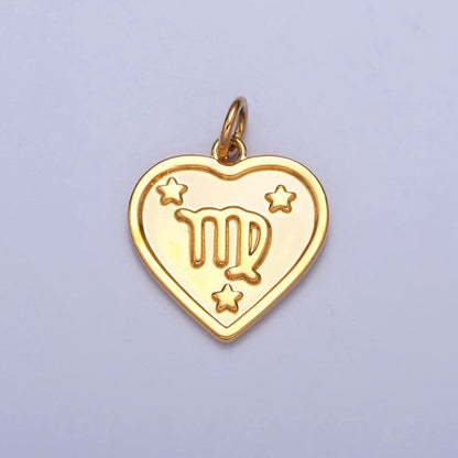 24k Gold Filled Heart Zodiac Charm Dainty Astrological Zodiac Signs Add on Charm A-A1451-A-A1456