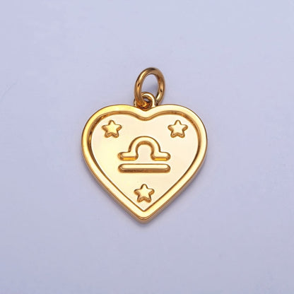 24k Gold Filled Heart Zodiac Charm Dainty Astrological Zodiac Signs Add on Charm A-A1451-A-A1456