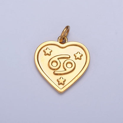 24k Gold Filled Heart Zodiac Charm Dainty Astrological Zodiac Signs Add on Charm A-A1451-A-A1456