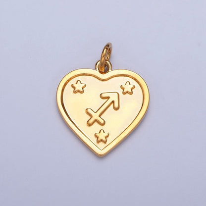 24k Gold Filled Heart Zodiac Charm Dainty Astrological Zodiac Signs Add on Charm A-A1451-A-A1456