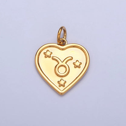 24k Gold Filled Heart Zodiac Charm Dainty Astrological Zodiac Signs Add on Charm A-A1451-A-A1456