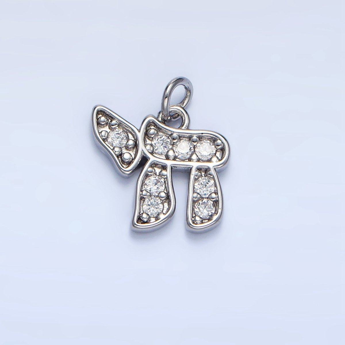 24K Gold Filled 12mm Hebrew Letter Chai Micro Paved CZ Charm in Gold &amp; Silver | X624