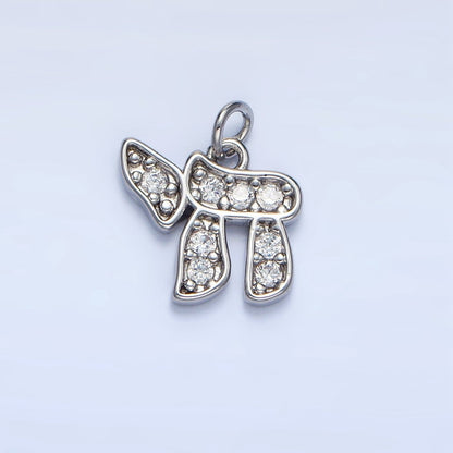 24K Gold Filled 12mm Hebrew Letter Chai Micro Paved CZ Charm in Gold &amp; Silver | X624