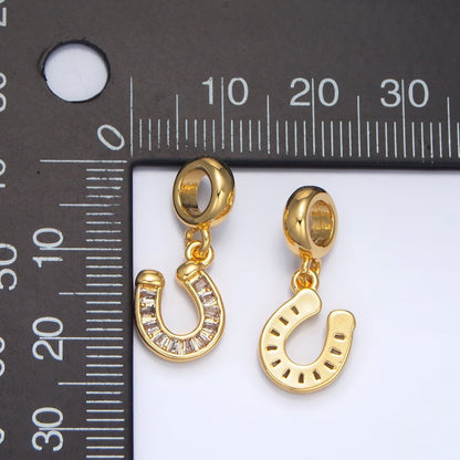 24K Gold Filled Horseshoe Clear Baguette CZ Rhondelle Bail Drop Pendant | X896