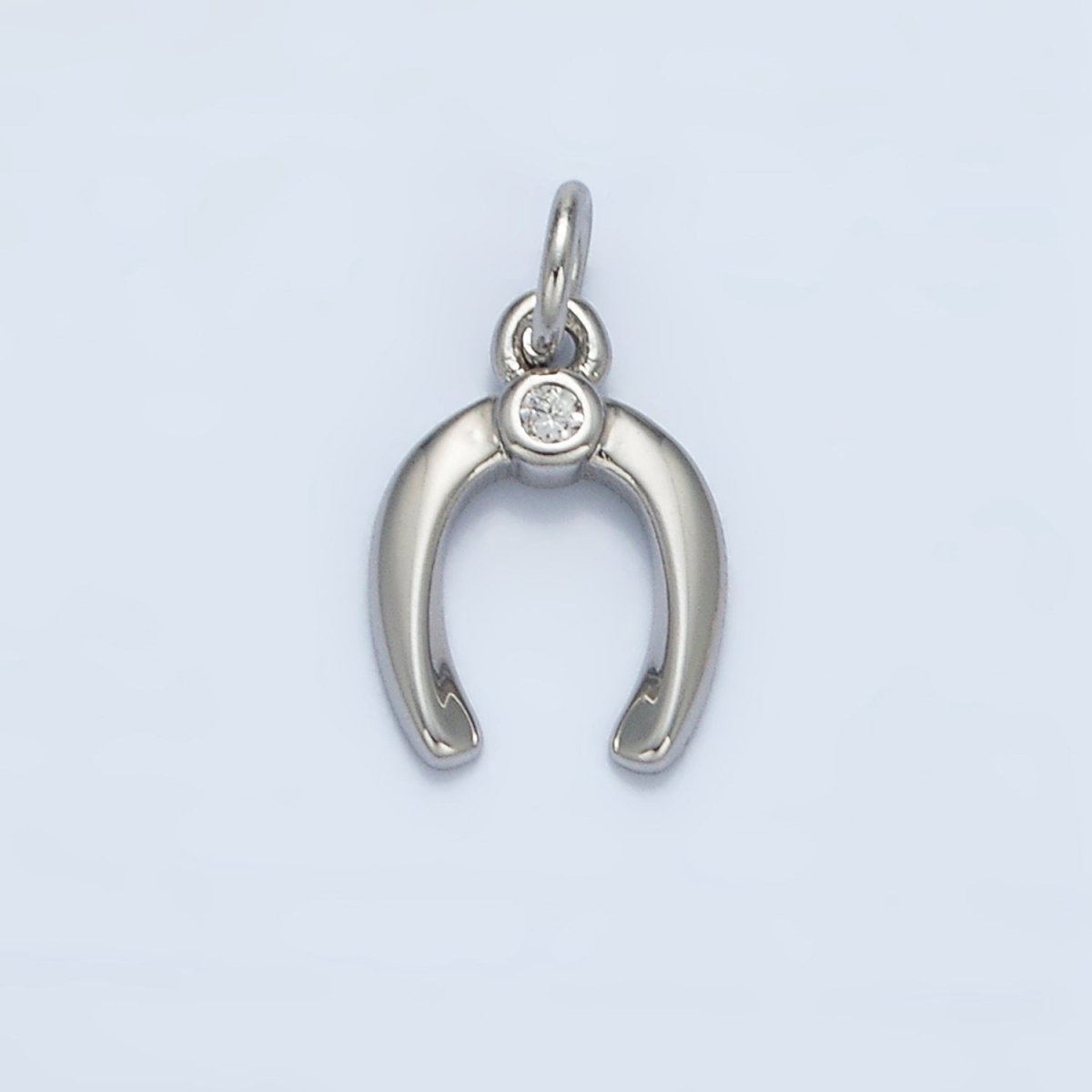 24K Gold Filled 10.5mm Horseshoe Clear CZ Mini Charm in Gold &amp; Silver | X592