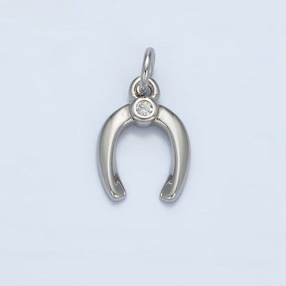 24K Gold Filled 10.5mm Horseshoe Clear CZ Mini Charm in Gold &amp; Silver | X592