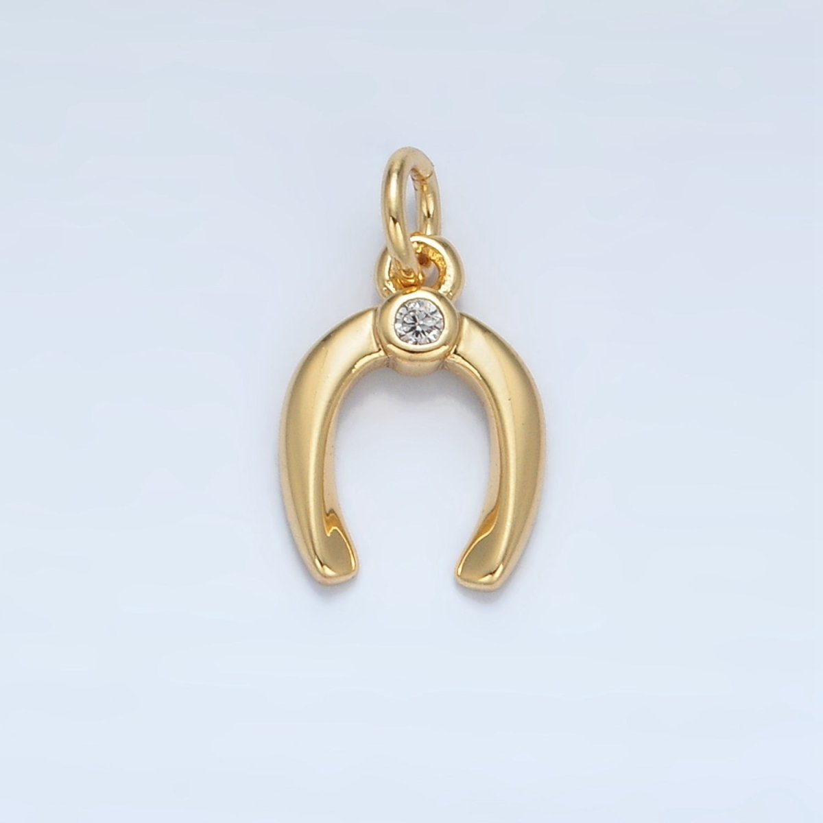 24K Gold Filled 10.5mm Horseshoe Clear CZ Mini Charm in Gold &amp; Silver | X592