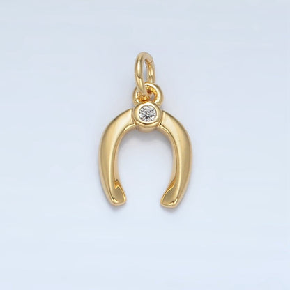 24K Gold Filled 10.5mm Horseshoe Clear CZ Mini Charm in Gold &amp; Silver | X592