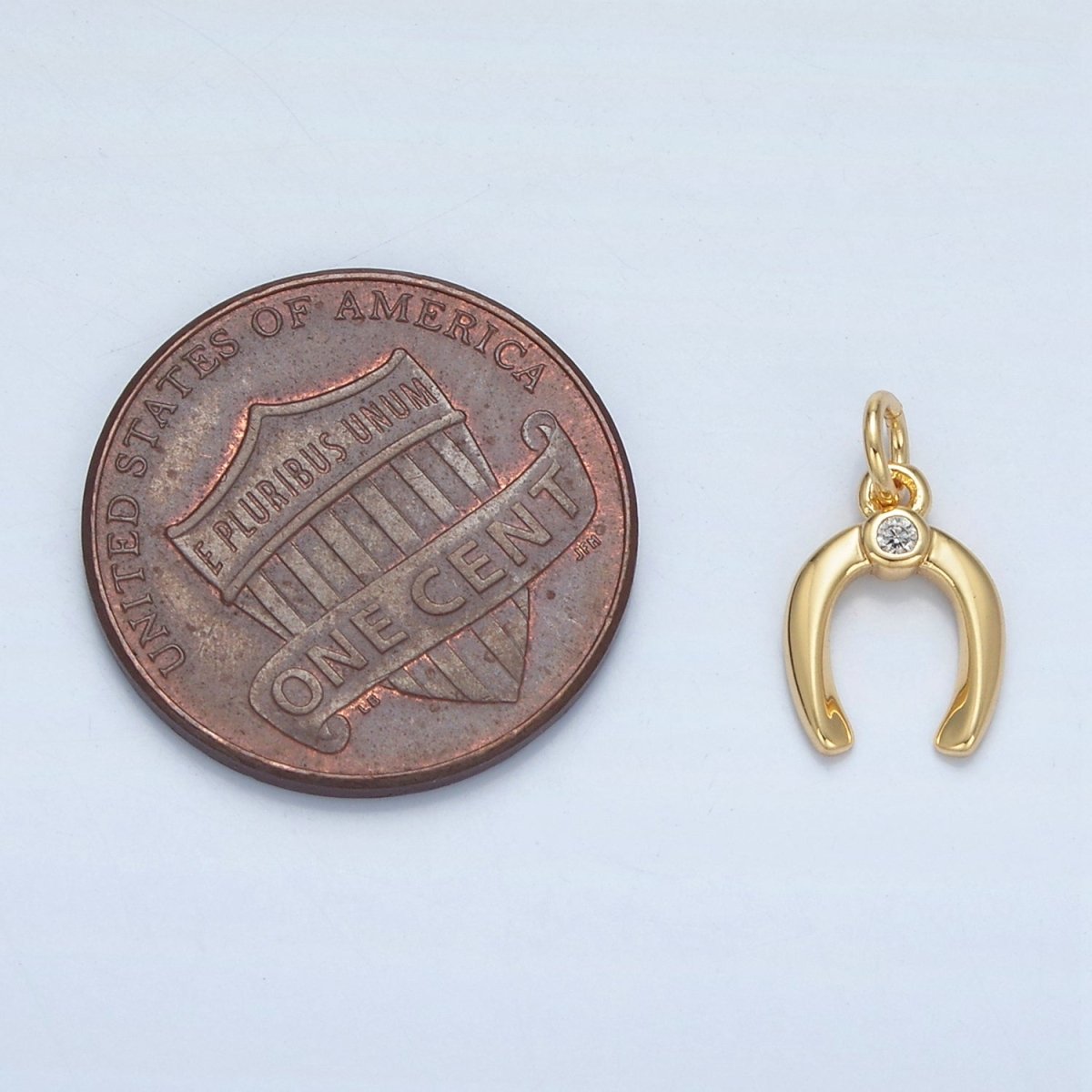 24K Gold Filled 10.5mm Horseshoe Clear CZ Mini Charm in Gold &amp; Silver | X592