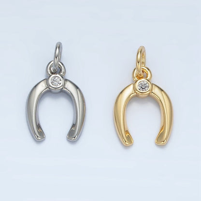 24K Gold Filled 10.5mm Horseshoe Clear CZ Mini Charm in Gold &amp; Silver | X592