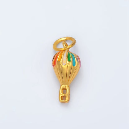 24K Gold Filled Hot Air Balloon Small Enamel Charm | M149