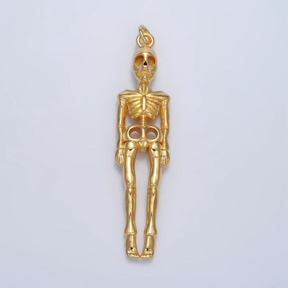 24K Gold Filled Human Skeleton Anatomy Halloween Holiday Charm | X895