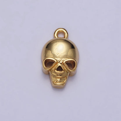 24K Gold Filled Human Skeleton Skull Add-On Charm in Gold &amp; Silver | AC341 AC342