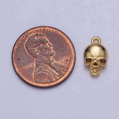 24K Gold Filled Human Skeleton Skull Add-On Charm in Gold &amp; Silver | AC341 AC342