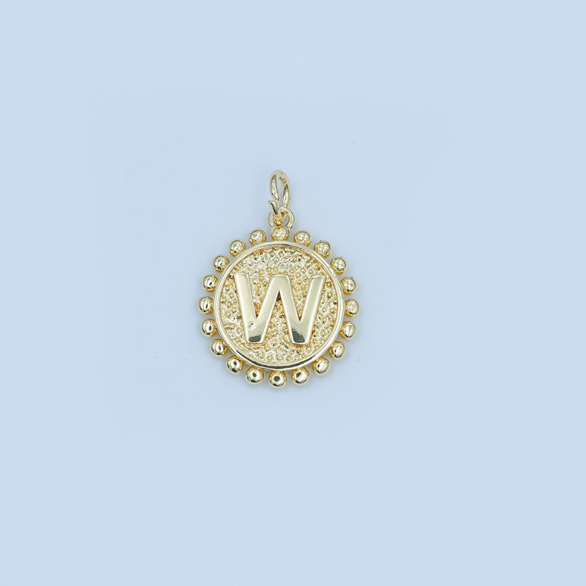 24K Gold Filled Initial Letter Geometric Dotted Round Charm | A292 - A304