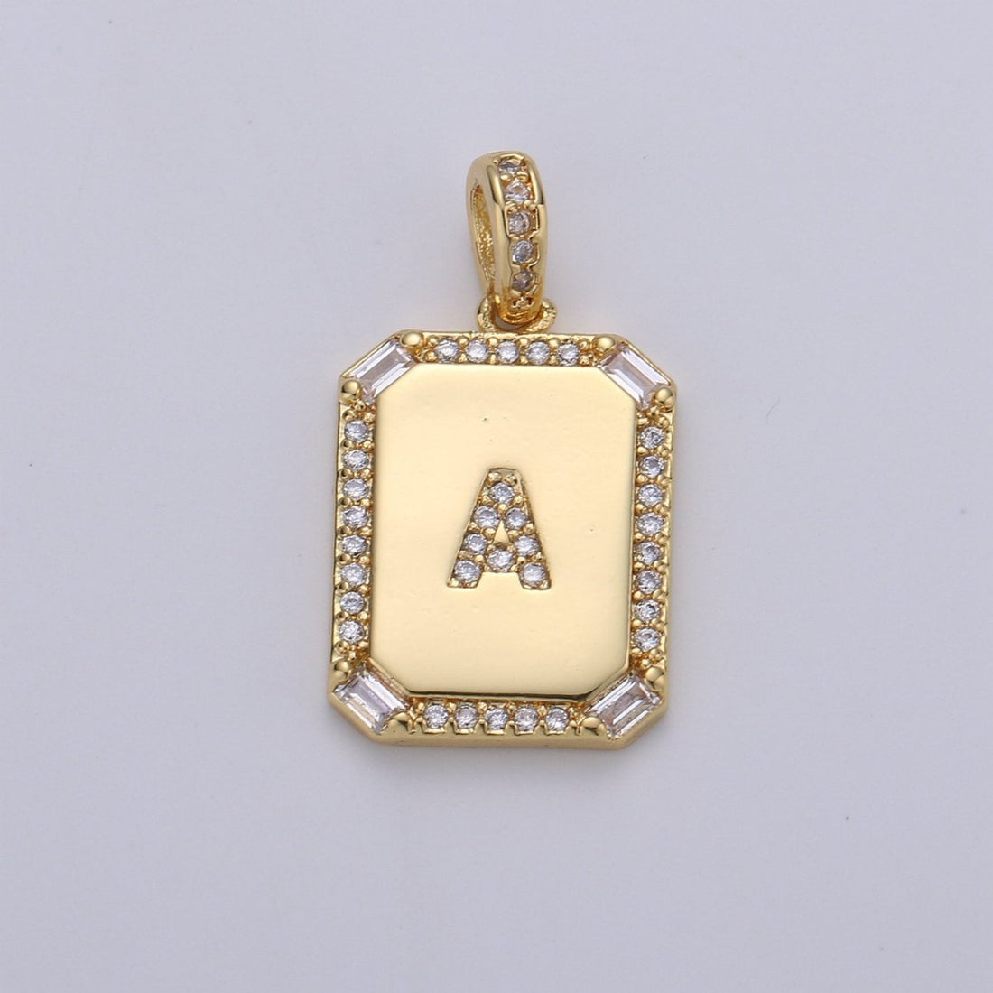 24k Gold Filled Initial Tag Letter Charm A - Z Alphabet Letter Drop Charm Pendant Personalized Charm for Necklace Jewelry Making A-781-A-806