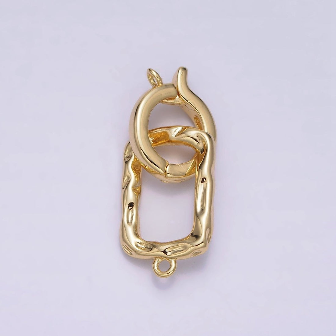 24K Gold Filled Interchangeable Charm Holder Hammered Open Oblong Drop Jewelry Making Supply | Z-448