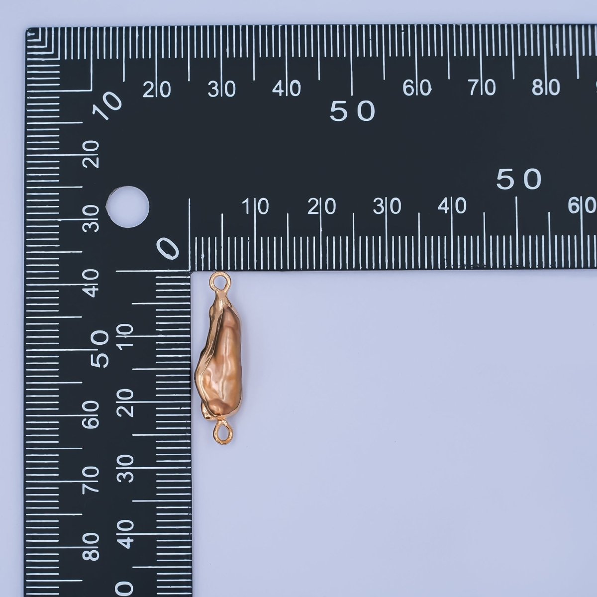 24K Gold Filled Iridescent Baroque Biwa Freshwater Pearl Connector | P1944