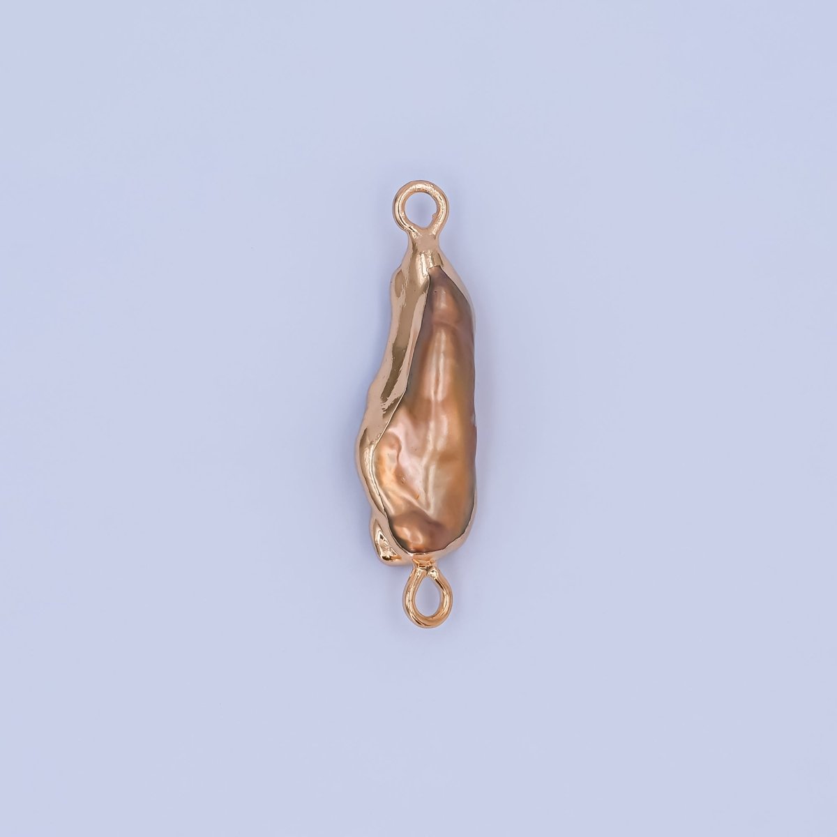 24K Gold Filled Iridescent Baroque Biwa Freshwater Pearl Connector | P1944
