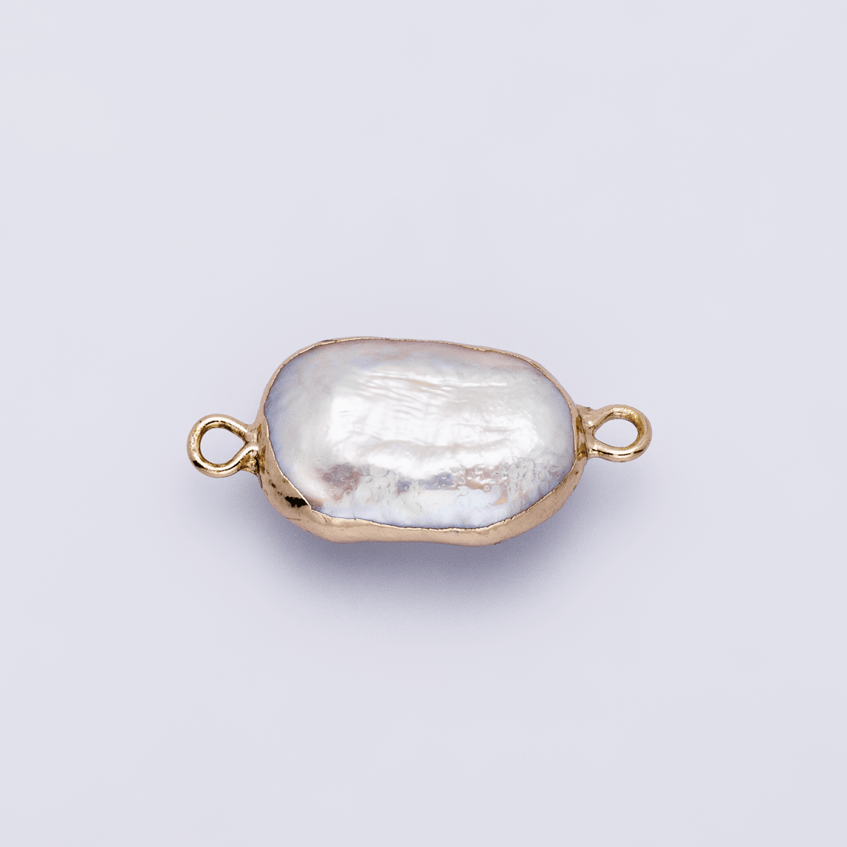 24K Gold Filled Iridescent Pastel Rectangular Biwa Freshwater Pearl Connector | P1945
