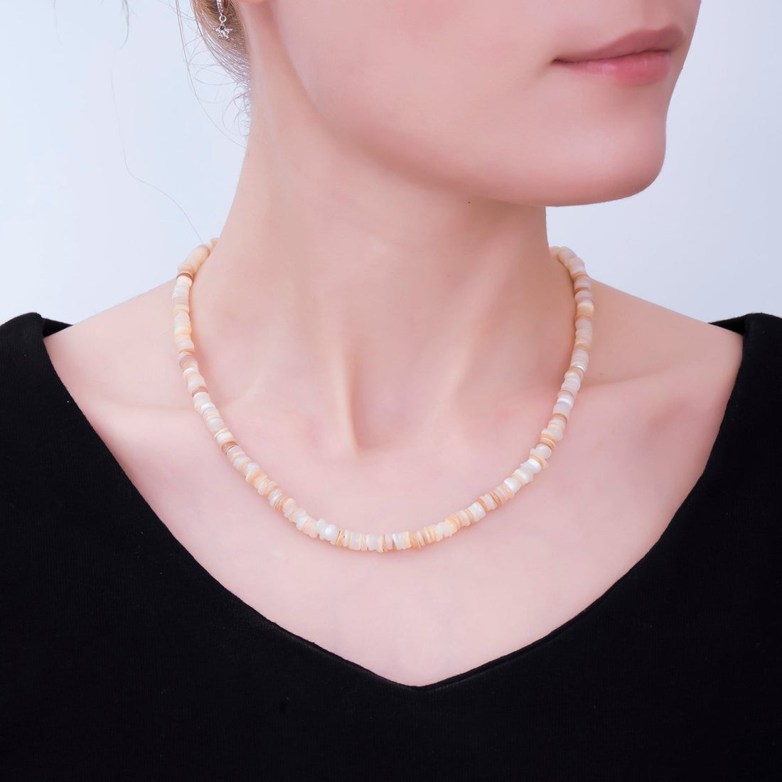 24K Gold Filled Irregular Natural Brown Shell Chip Beads Pearl Gemstone 15.75 Inch Handmade Necklace | WA-03247