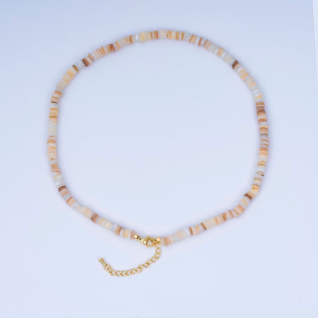 24K Gold Filled Irregular Natural Brown Shell Chip Beads Pearl Gemstone 15.75 Inch Handmade Necklace | WA-03247