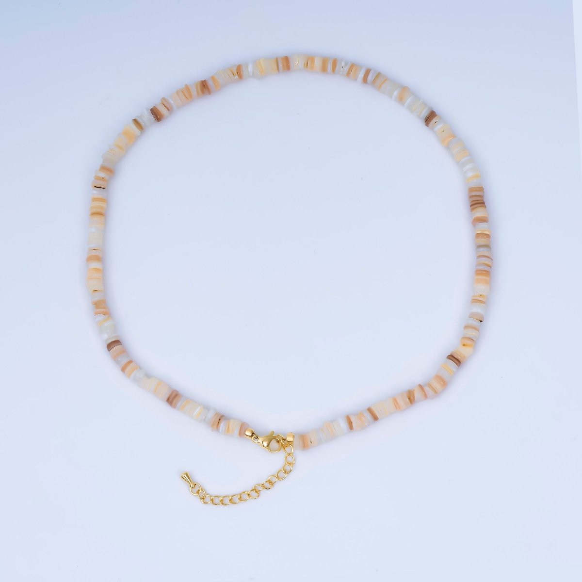 24K Gold Filled Irregular Natural Brown Shell Chip Beads Pearl Gemstone 15.75 Inch Handmade Necklace | WA-03247