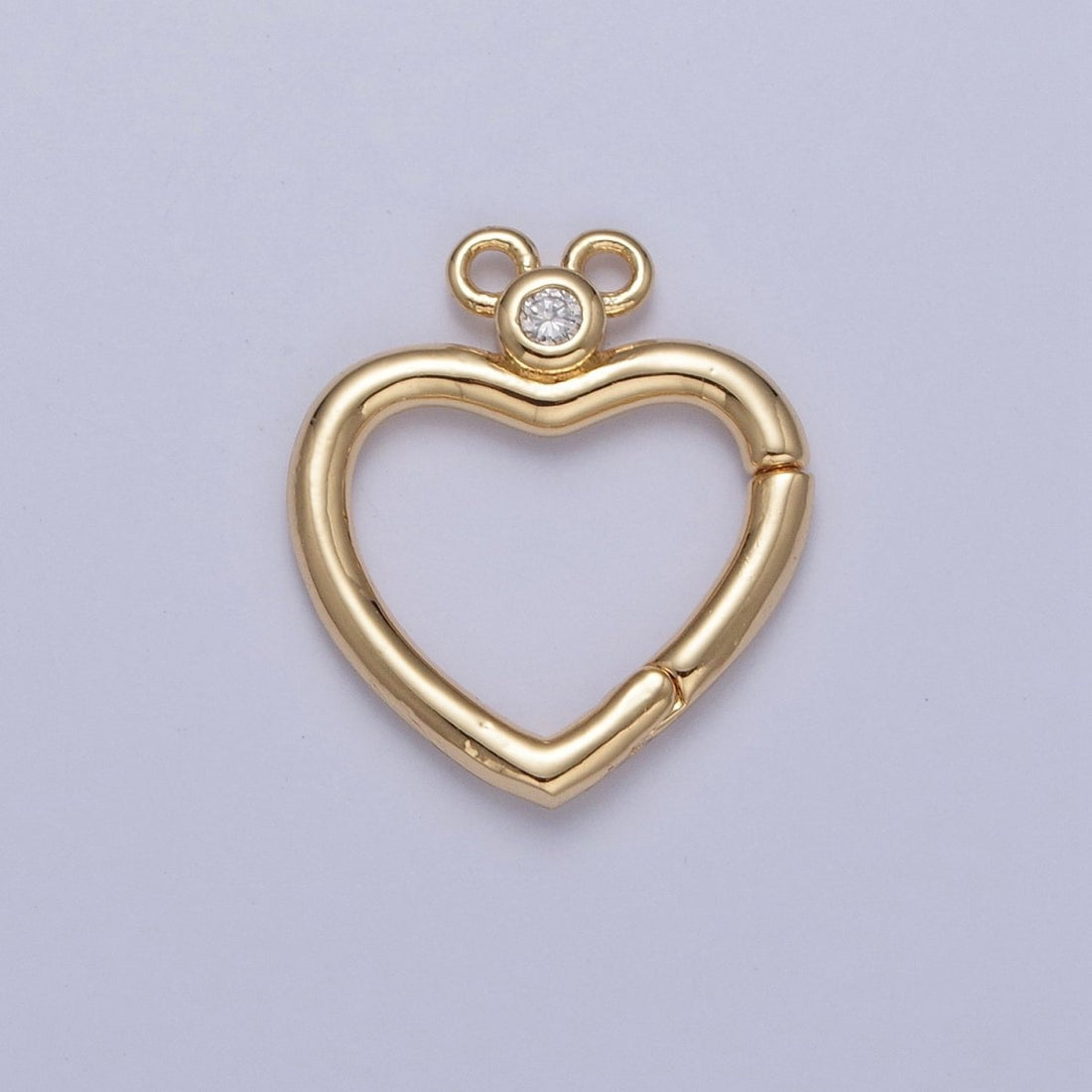 24K Gold Filled Jewelry Closure, Heart Toggle Clasps with Cubic Zirconia L-786~L-789