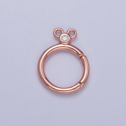 24K Gold Filled Jewelry Closure, Round Toggle Clasps with Cubic Zirconia L-790~L-793