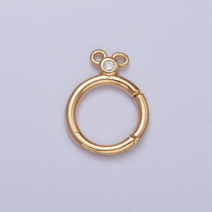 24K Gold Filled Jewelry Closure, Round Toggle Clasps with Cubic Zirconia L-790~L-793