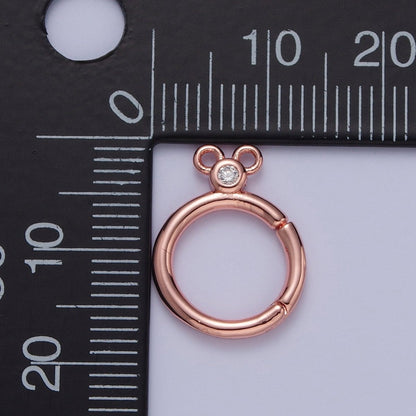 24K Gold Filled Jewelry Closure, Round Toggle Clasps with Cubic Zirconia L-790~L-793