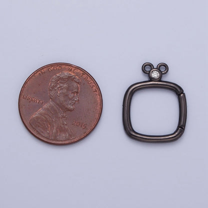 24K Gold Filled Jewelry Closure, Square Toggle Clasps with Cubic Zirconia L-794~L-797