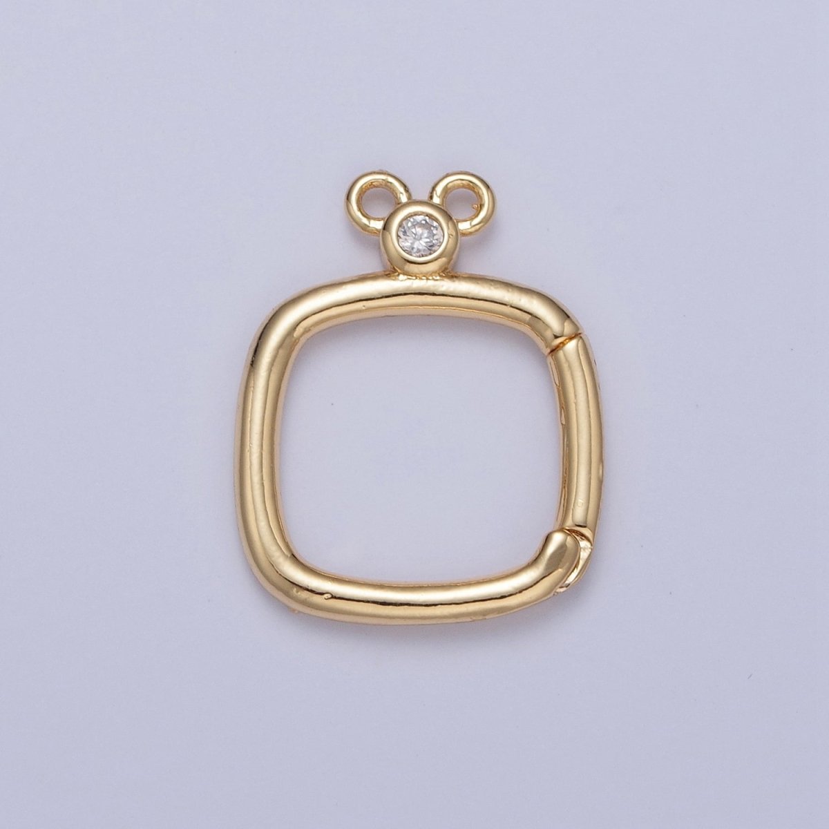 24K Gold Filled Jewelry Closure, Square Toggle Clasps with Cubic Zirconia L-794~L-797