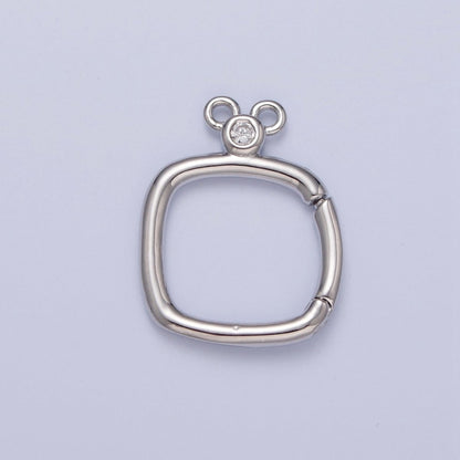 24K Gold Filled Jewelry Closure, Square Toggle Clasps with Cubic Zirconia L-794~L-797