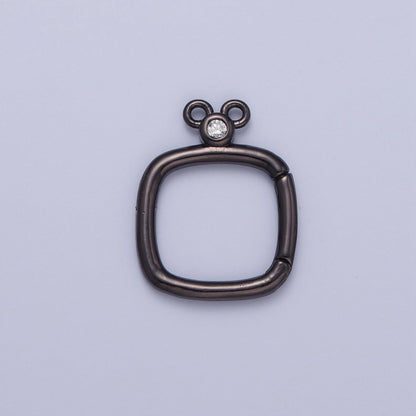 24K Gold Filled Jewelry Closure, Square Toggle Clasps with Cubic Zirconia L-794~L-797